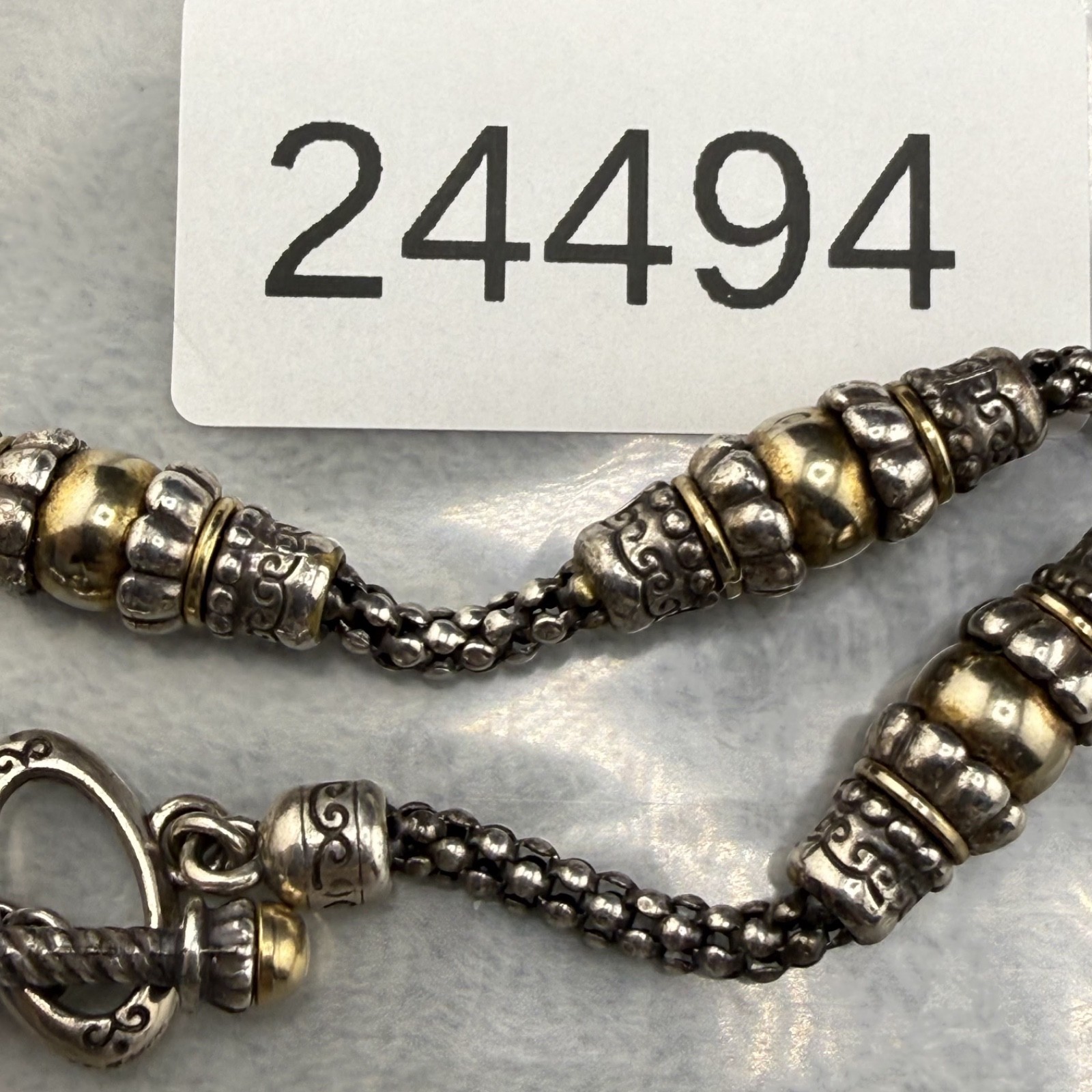 Vintage Bracelet Silver Tone Popcorn Chain 7”