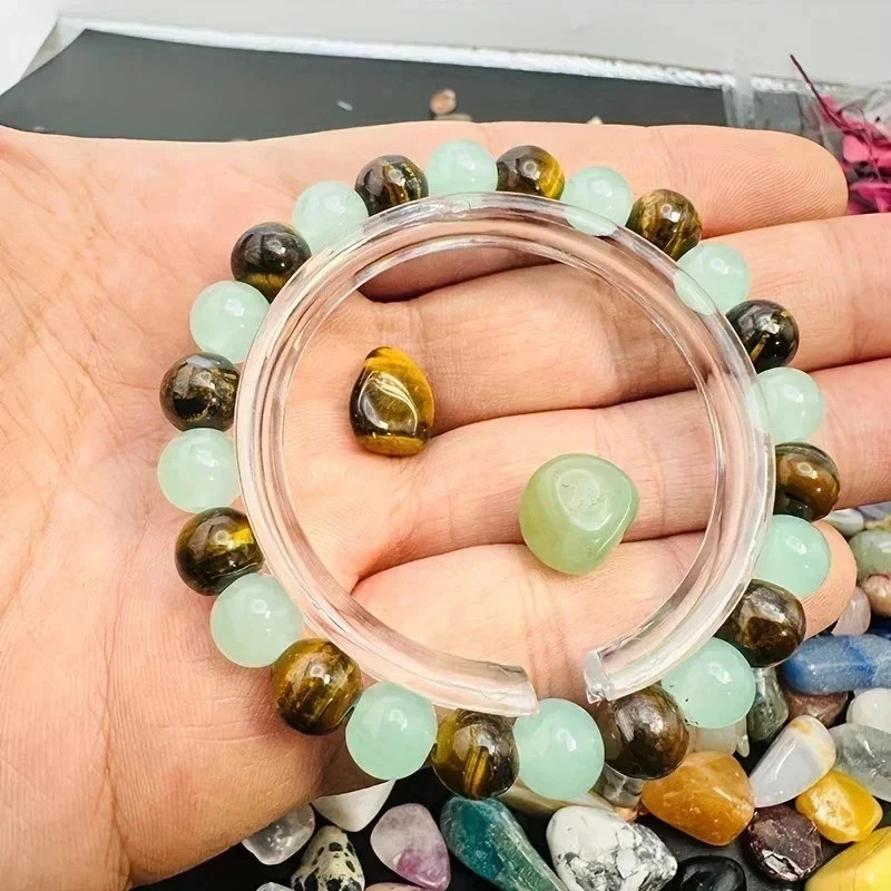 Money Good Luck Bracelet Green Aventurine Tiger Eye Stone Healing and Bracelet