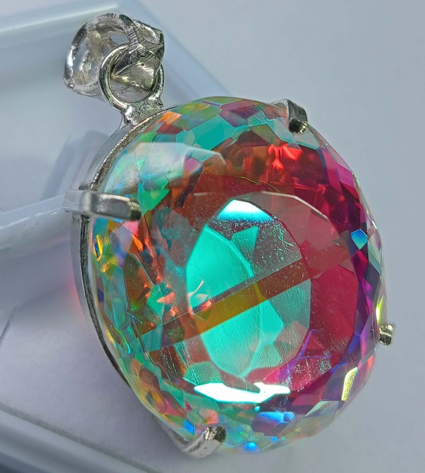 Mystic Topaz Oval Cut 87.75 Ct Natural Locket Loose Gemstone Pendant Certified