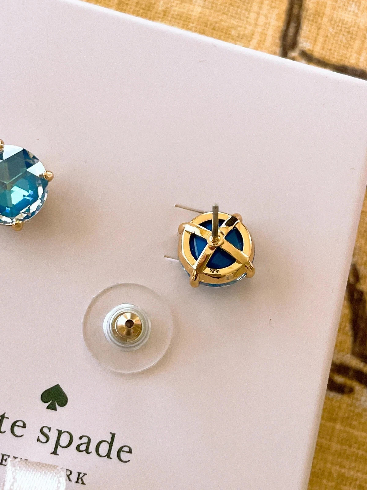 Kate Spade Bright Ideas CZ Stud Earrings, Sapphire , New in box