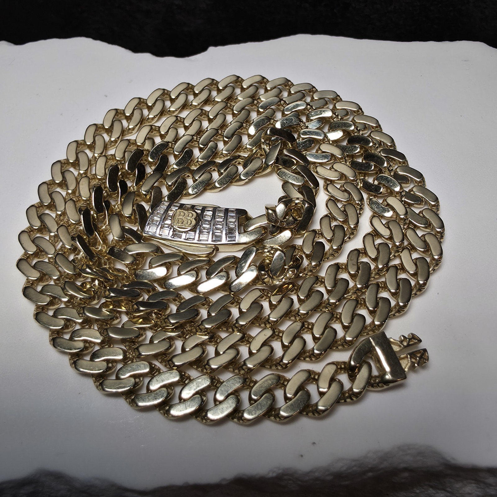 10K Solid Yellow Gold 6.1mm Monaco Cuban Chain (22″) w/Iced-Out Coffin Lock