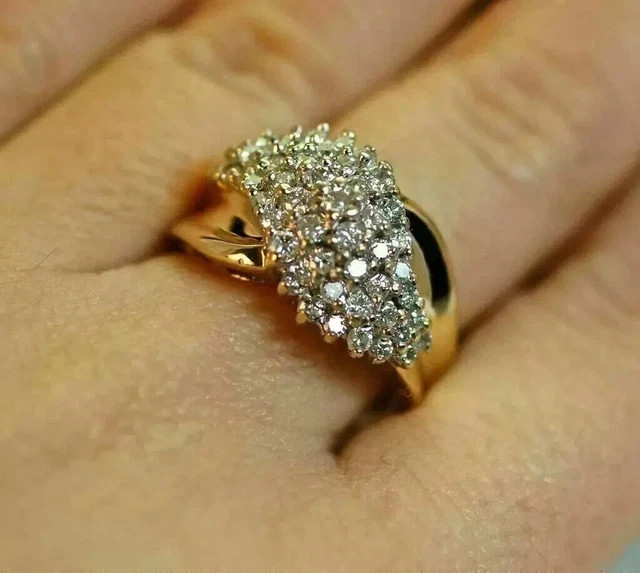 2 Ct Round Lab Created Diamond Cluster Engagement Ring 14k Yellow Gold Plated