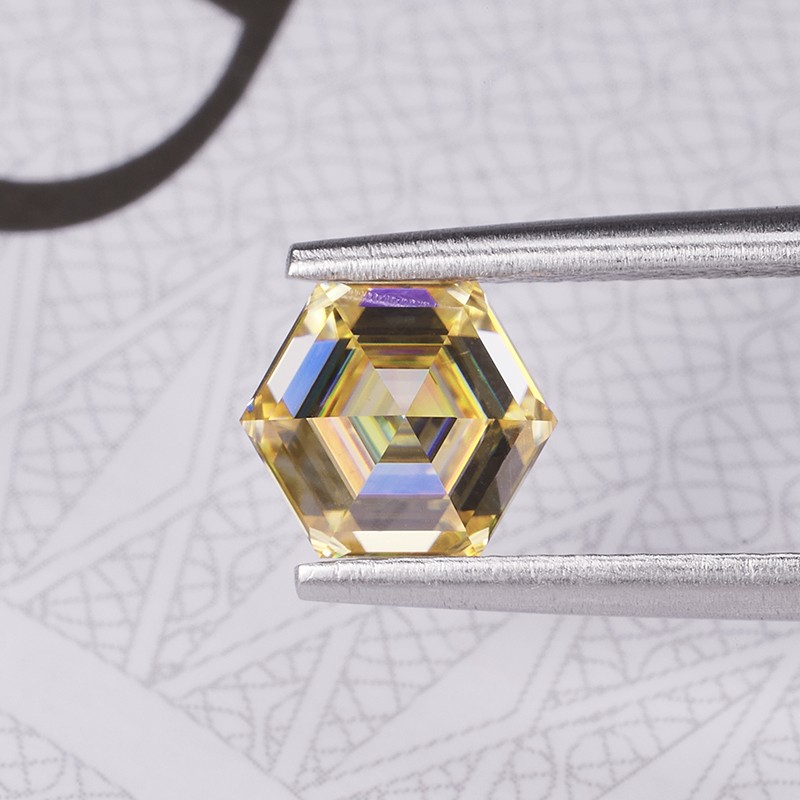 Natural 0.4-5ct Multicolor Hexagon Cut Moissanite Stone VVS1 GRA for Jewelry