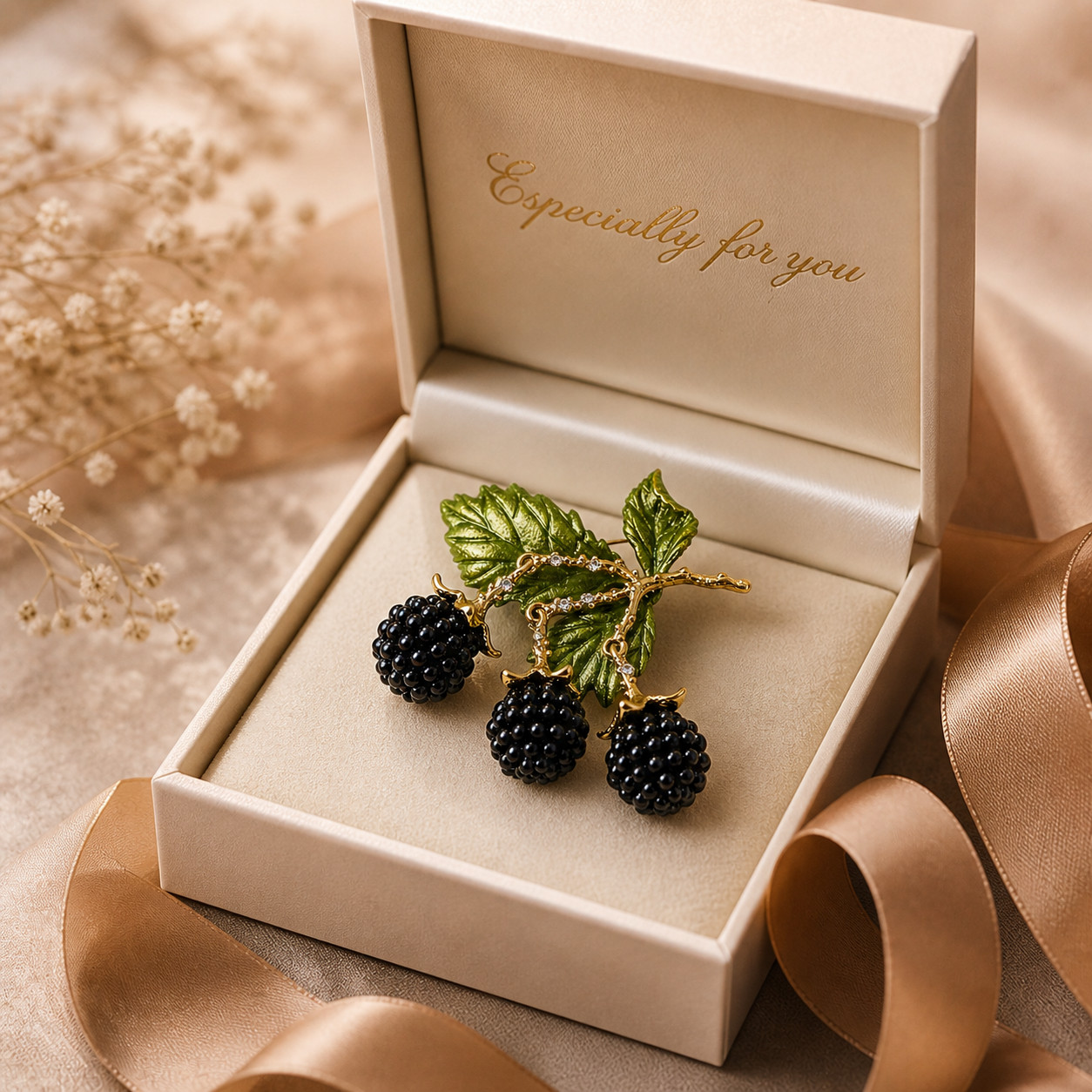 Elegant Vintage Blackberry Brooch Pin Rhinestone Crystal Gold Leaf Women Men Gif
