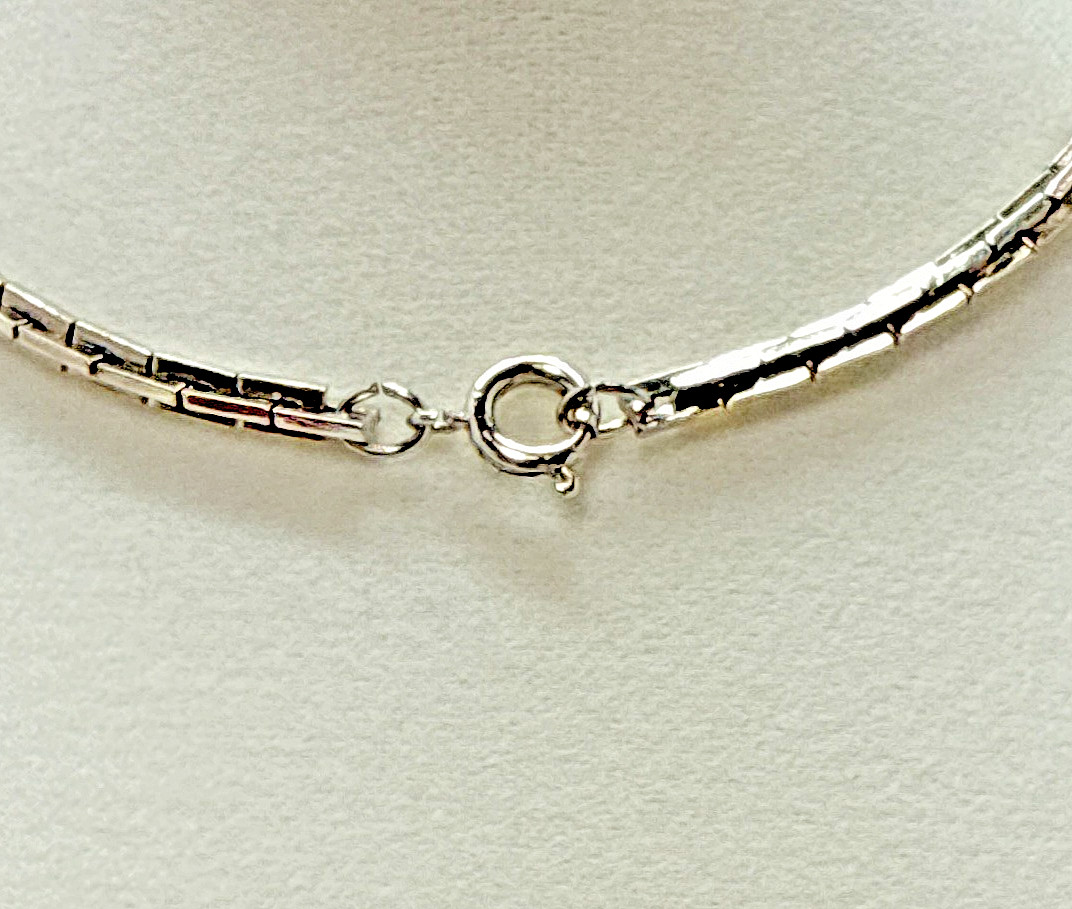 Vintage Silver Tone Box Link Chain Necklace Minimalist Sleek Unisex
