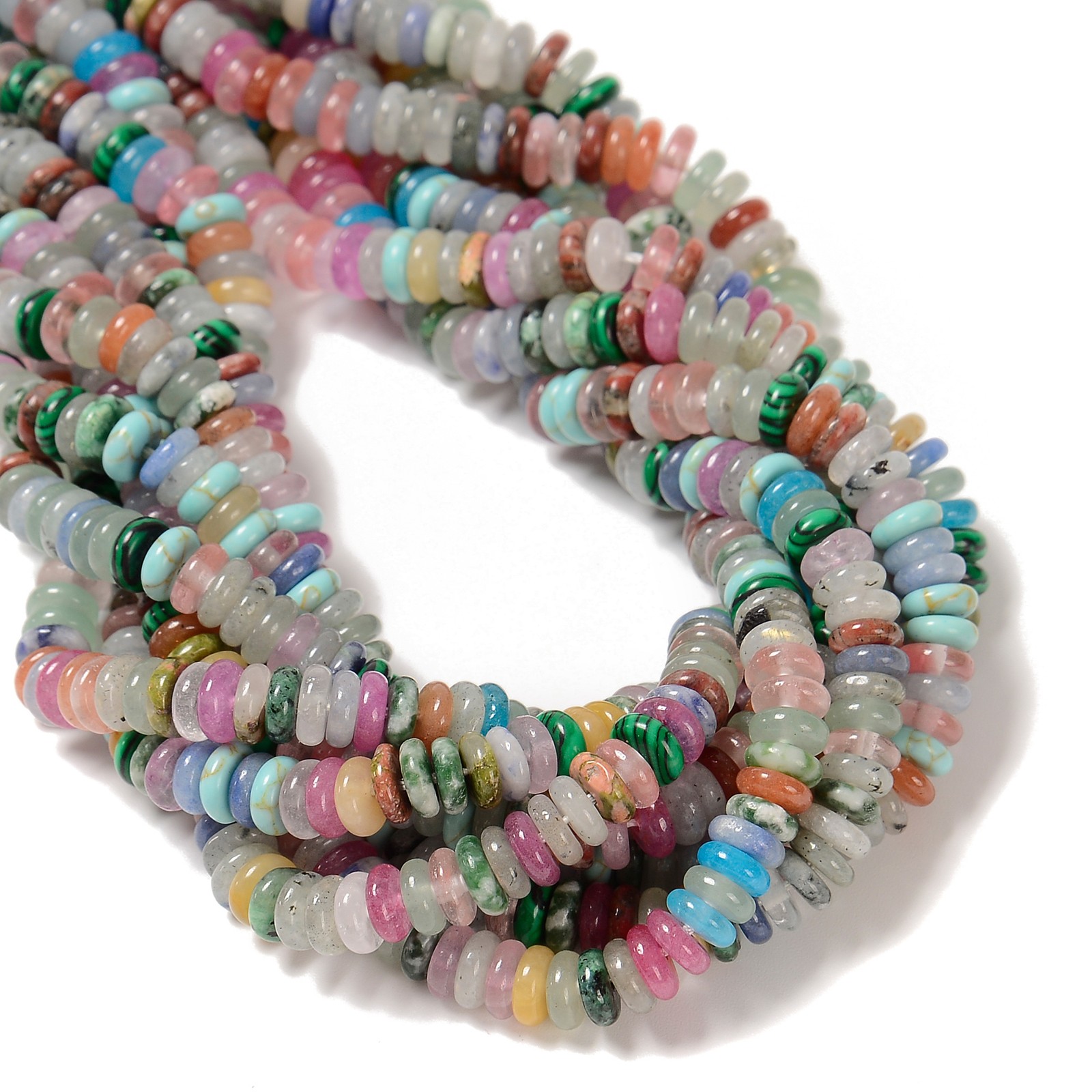 Mixed Gemstone Smooth Rondelle Beads Size 2x6mm 15.5” Strand