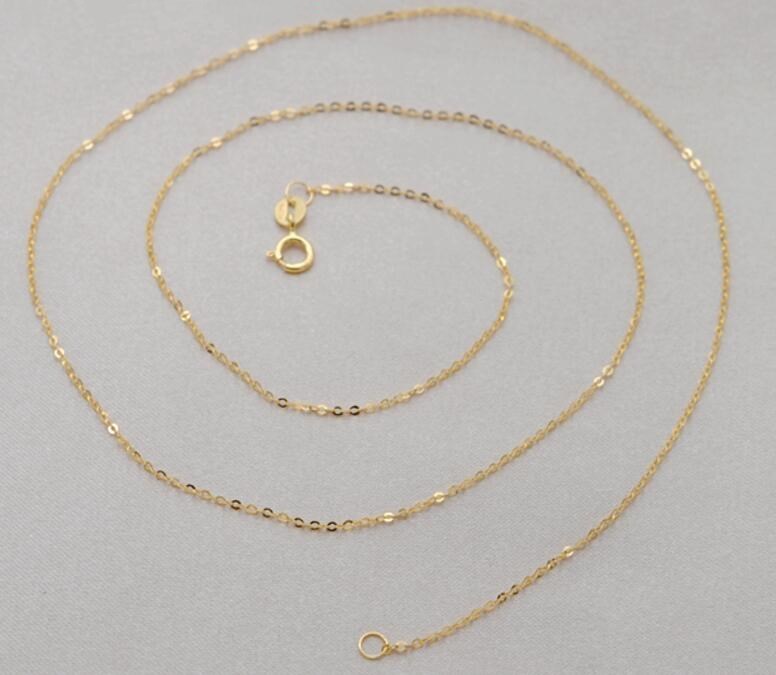 Real 18K SOLID YELLOW GOLD NECKLACE O-shaped chain Clavicular chain