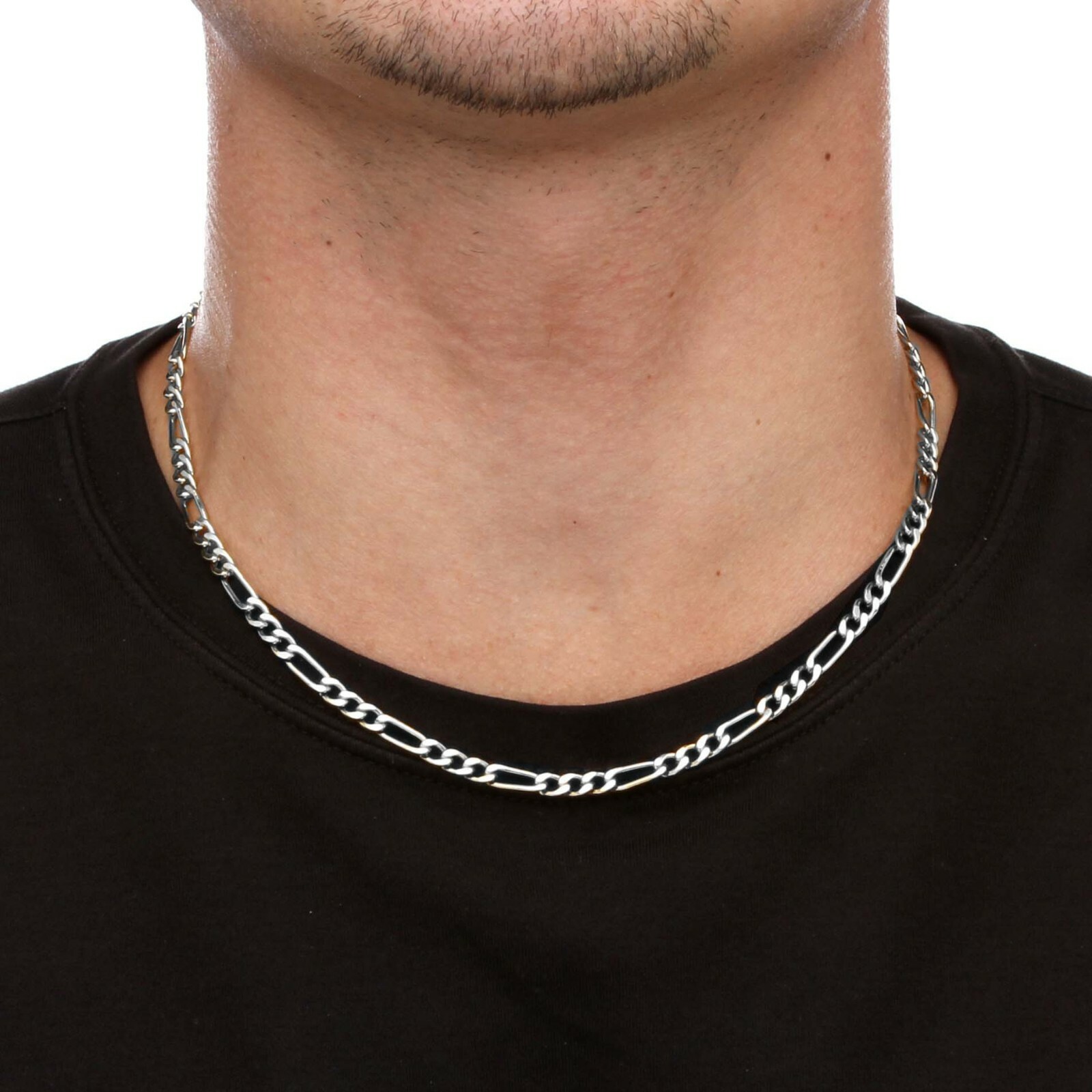 Verona Jewelers Sterling Silver 925 Italian 3MM Figaro Link Chain Necklace