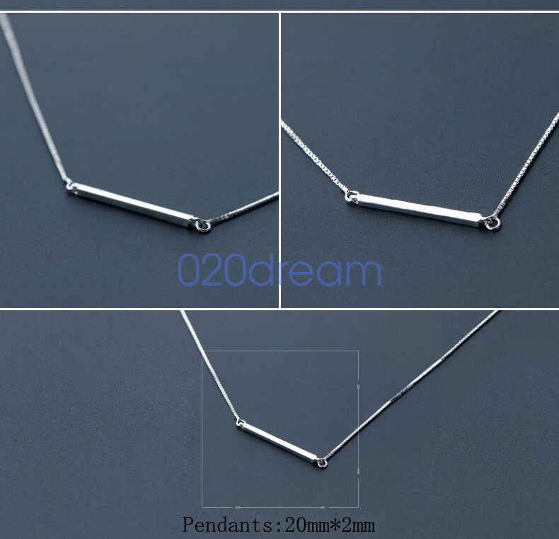 925 Sterling Silver Necklaces Box Chain Long Rectangular Pendant 14-24″ Extend