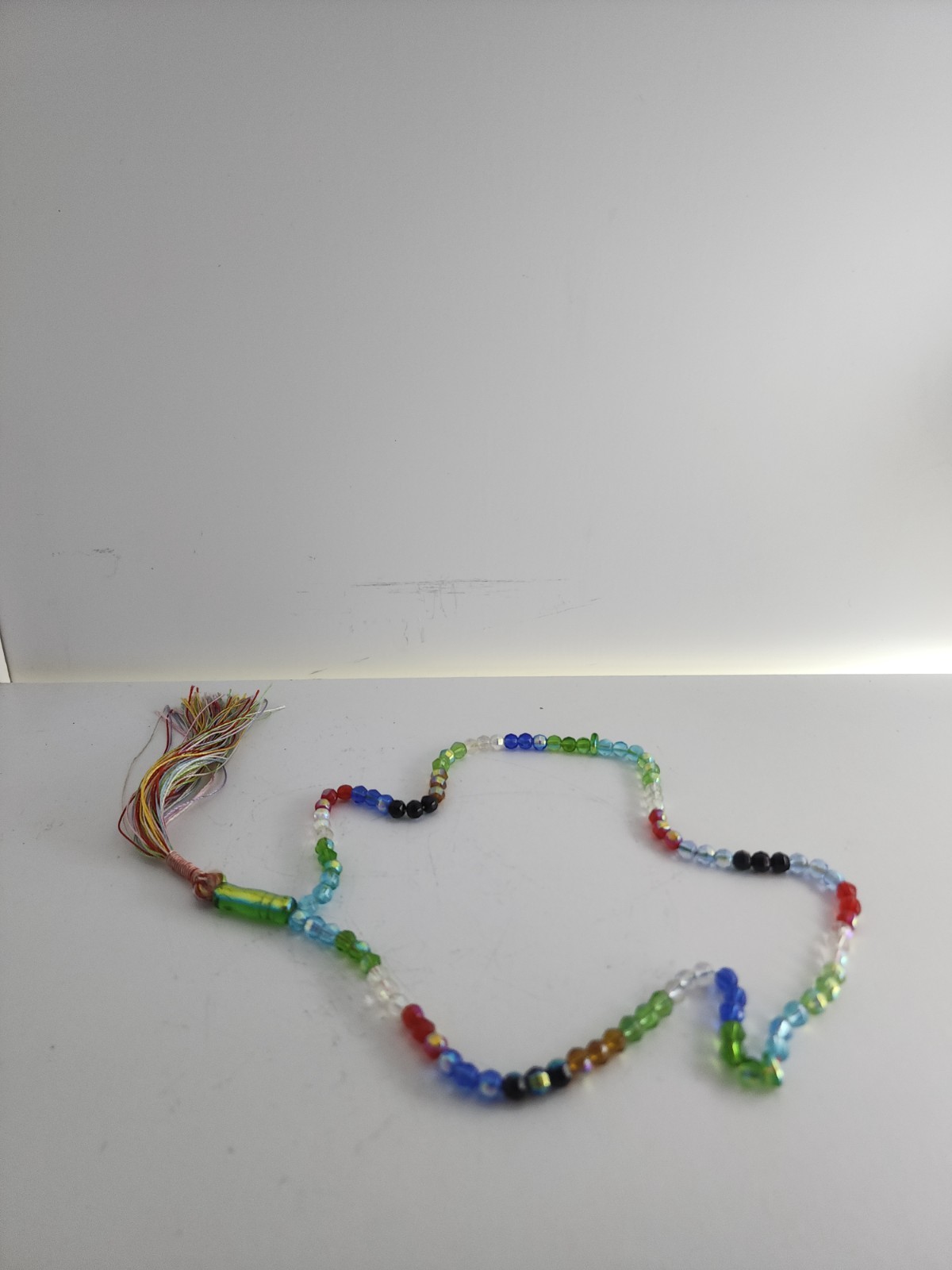 Multicolor Faceted Glass Meditation Beads Souvenir Strand with Tassel