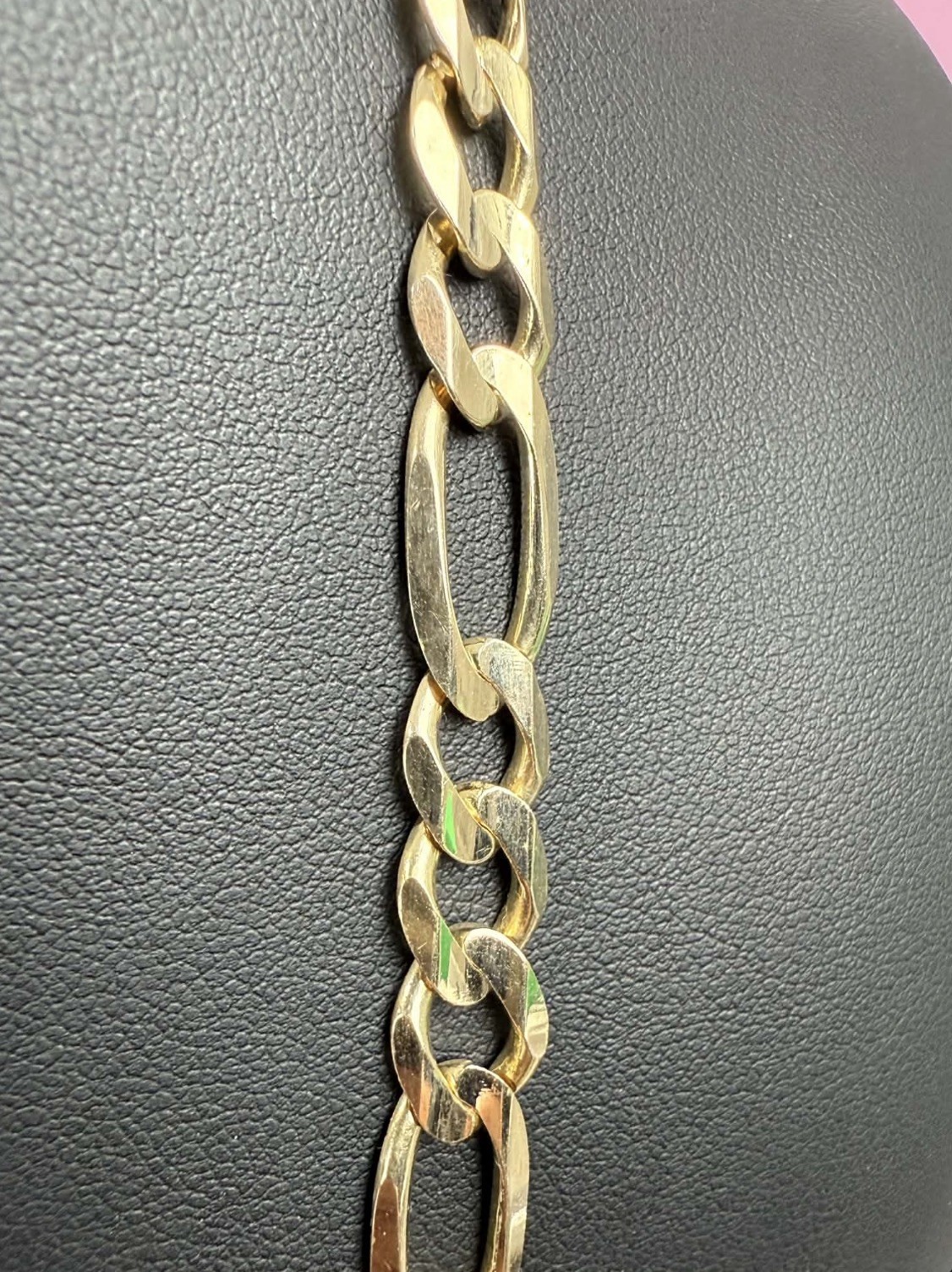 14K Solid Yellow GOLD Figaro link Chain Necklace 20″ inch Heavy 42.4 Grams 8.5mm