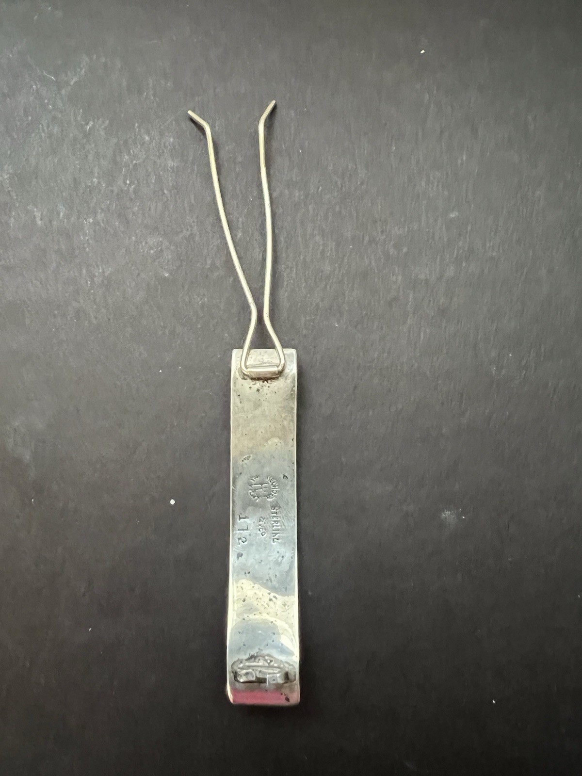 Vtg Sterling Silver 925 Hair Clip Barrette Green Blue Inlay Mexico Taxco 2.5”
