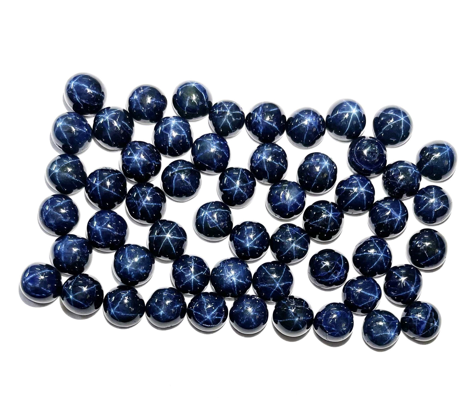 Natural Star Blue Sapphire Round Cabochon Diopside Gemstone 3 Pcs 7 MM 5 CT