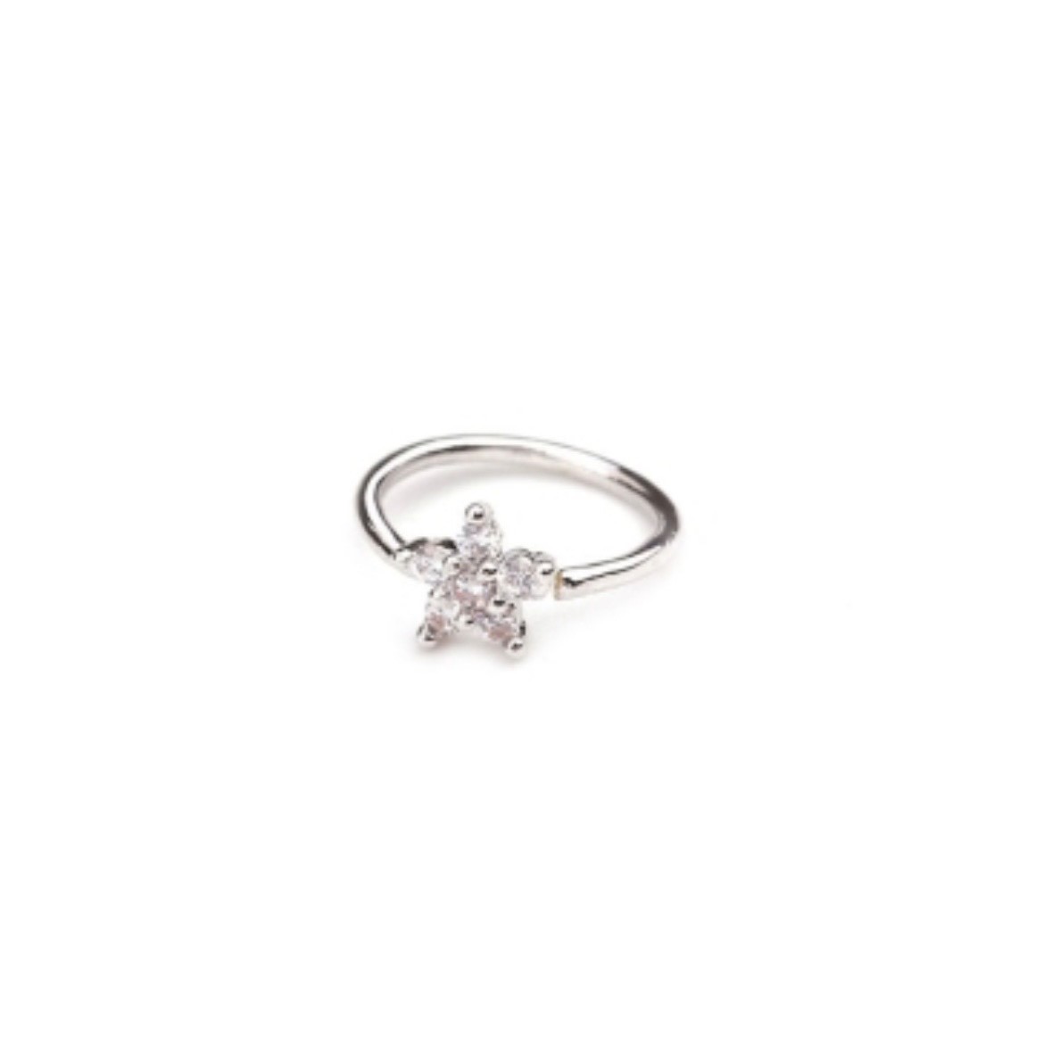 Fake Nose Ring Hoop No Piercing Clip On Nose Stud Tiny Flower CZ Helix Jewelry