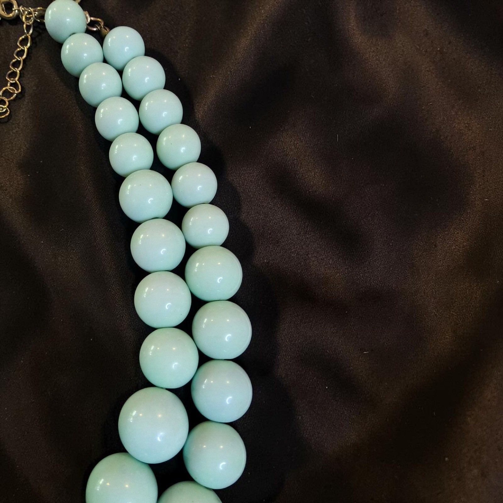 Vintage Robin Egg Blue Bubblegum Bead Faux Pearl Statement Necklace Graduated