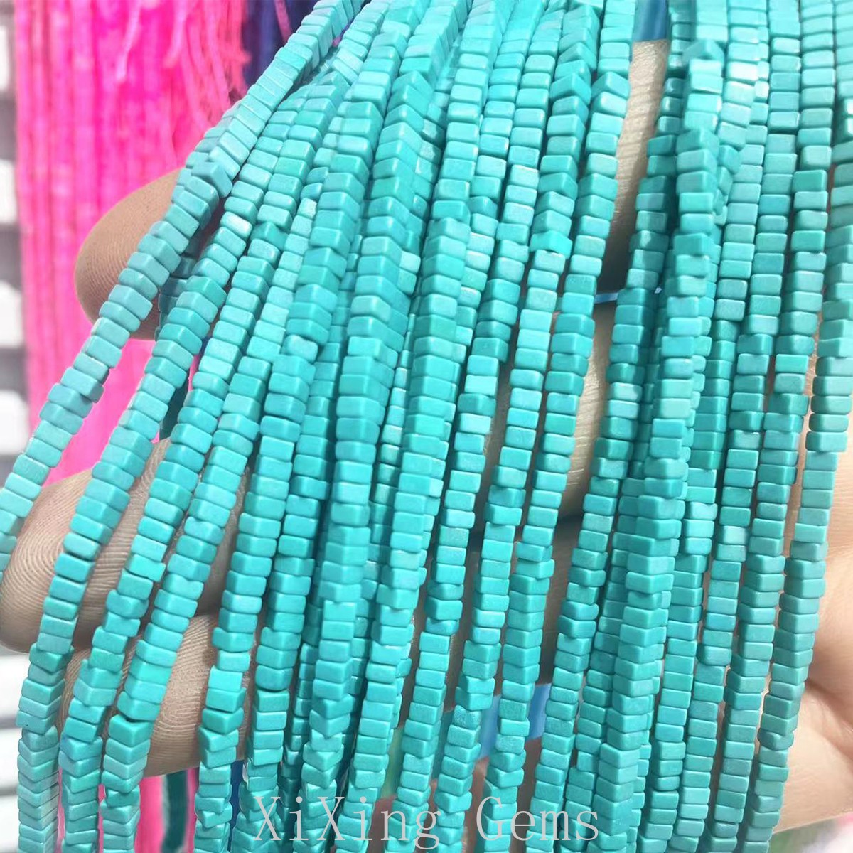1x2mm Amazonite Color Turquoise Flat Square Disc Spacer Beads for Jewelry Making