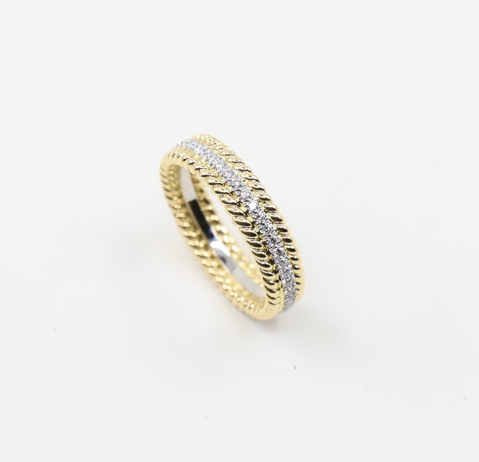 Tiffany & Co. Schlumberger Rope Two-Row Diamond Ring Gold & PT Sz 5 and 6.5