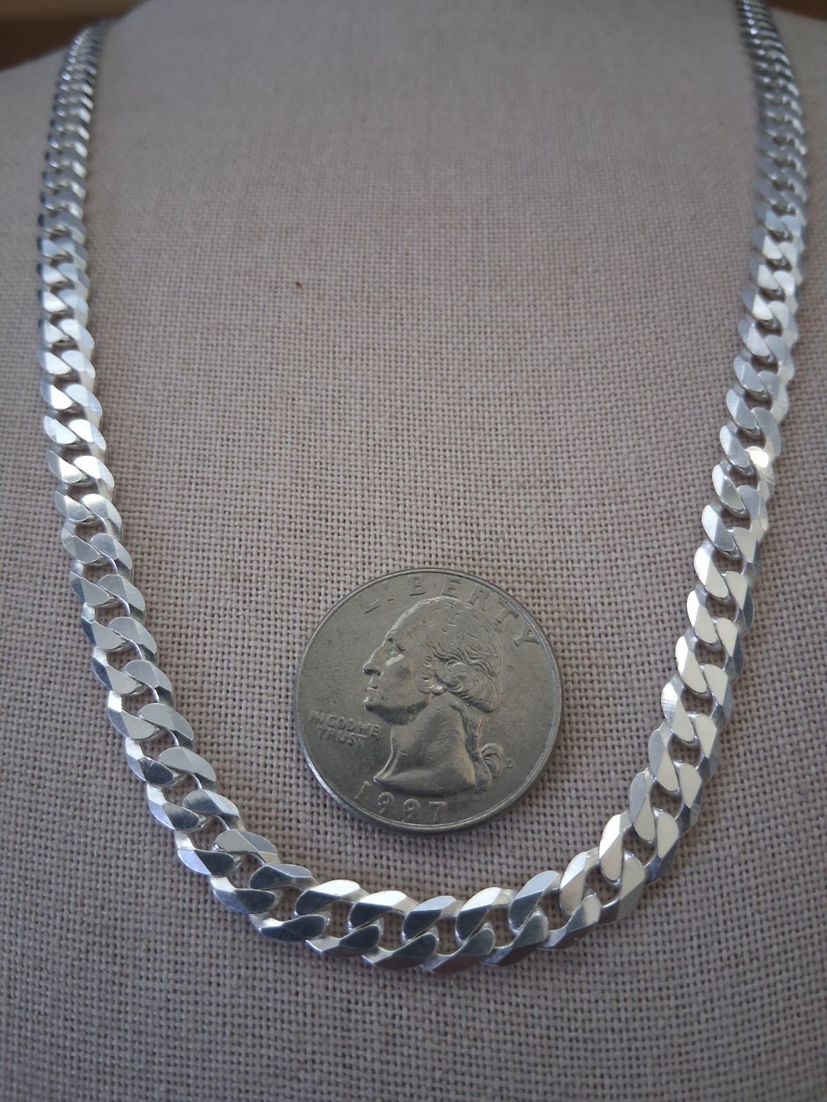 cadena de plata 925 corte diamante 24″ de larga 6mm de anchor