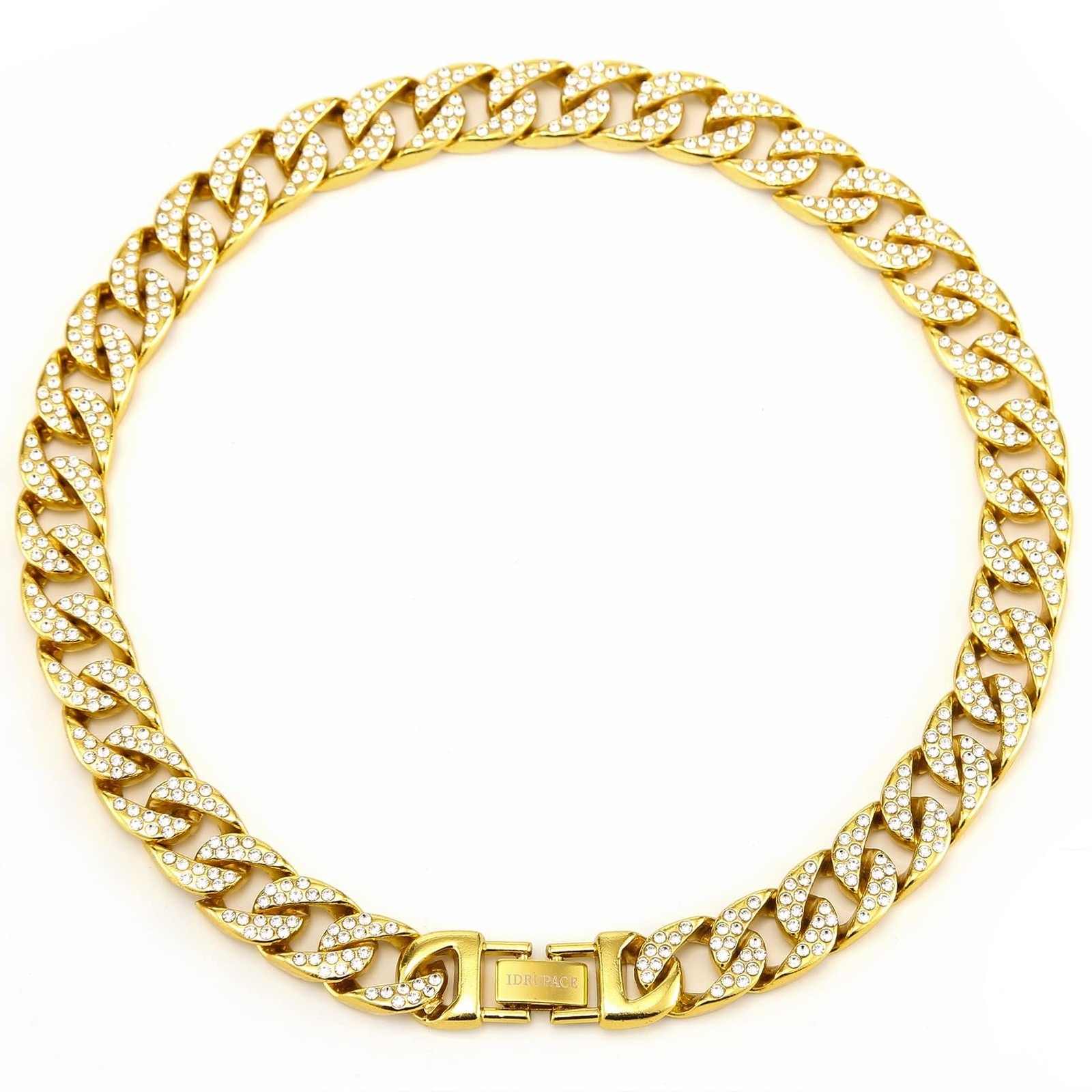 DRUPACE Miami Mens Women Boys Cuban Link Chain Silver Gold Plated Bling Neckl…