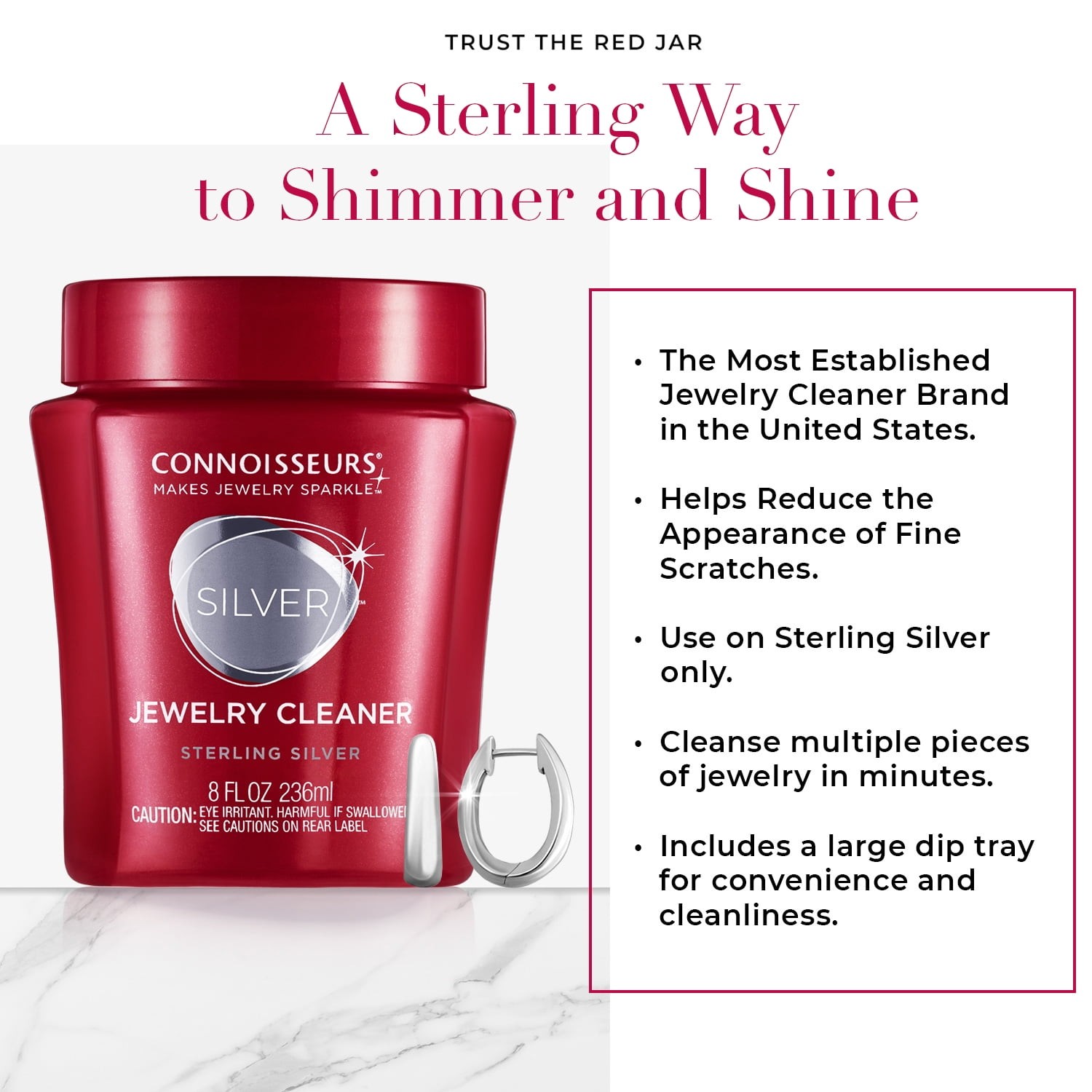 Silver Jewelry Cleaner Liquid Dip Red Jar Tarnish Remover for Rings & Chains