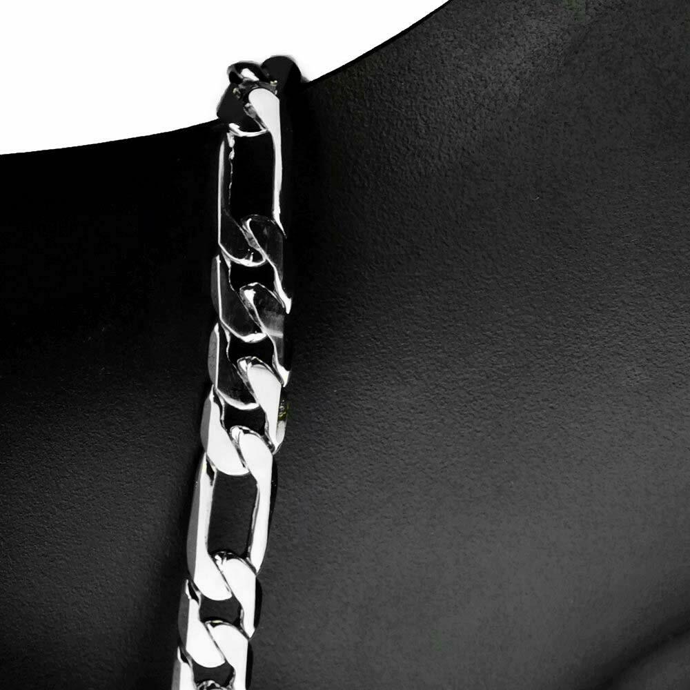 5.5MM Solid 925 Sterling Silver Figaro Bracelet Chain For Men & Women