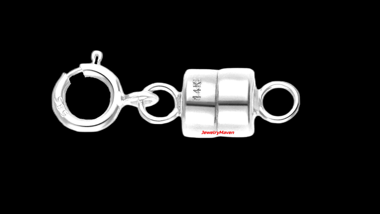 4.5mm 14k MAGNETIC CLASP Converter 1/2″ Extender WHITE Gold spring ring RHODIUM