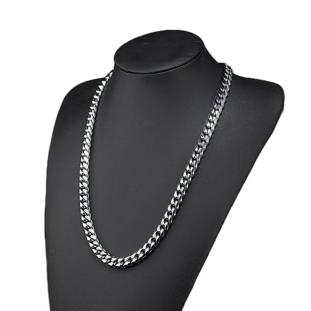 6-22mm Mens Hip Hop Stainless Steel Miami Cuban Link Chain Necklace Silver Color