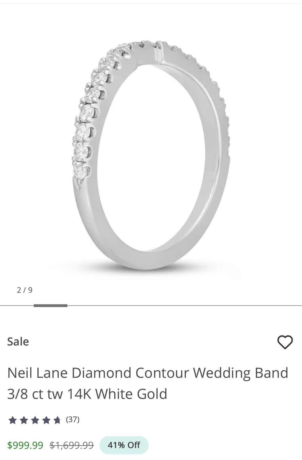 Neil Lane Engagement wedding set 2.54 CTW Cushion-cut 14K White Gold Size 7