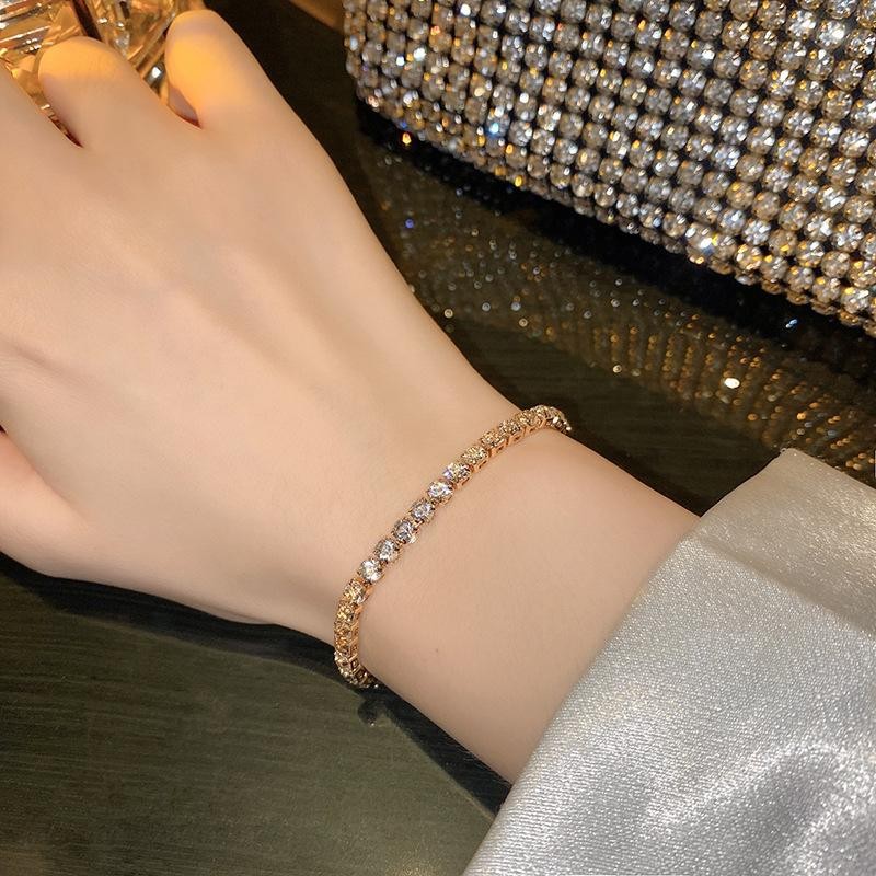 Full Zircon Pull Chain Bracelet, Adjustable Jewelry, Perfect for Parties & Gifts