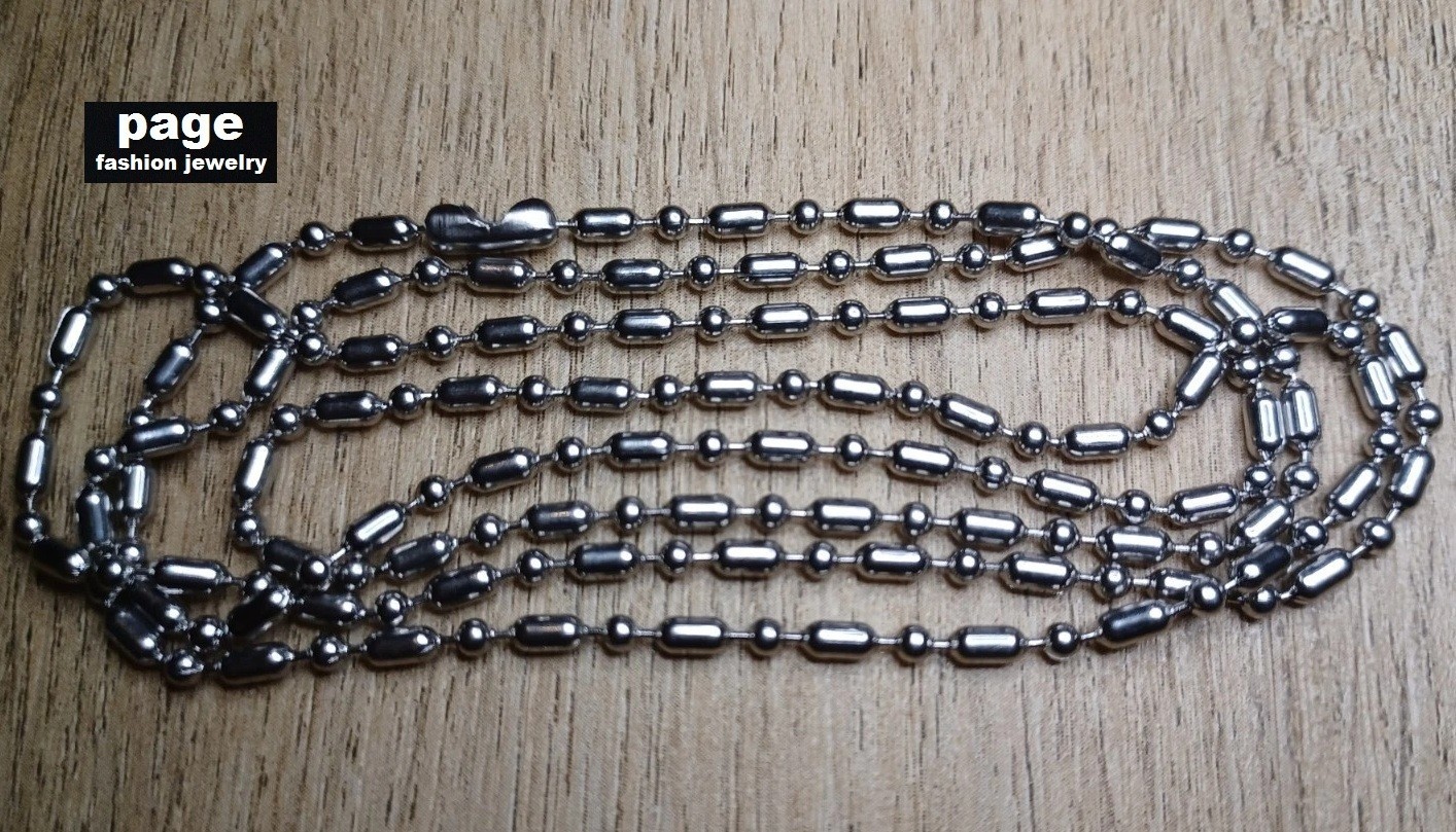 USA Seller Silver 316L Stainless Steel 30″ 2.4mm Oval Bamboo Bead Chain Necklace