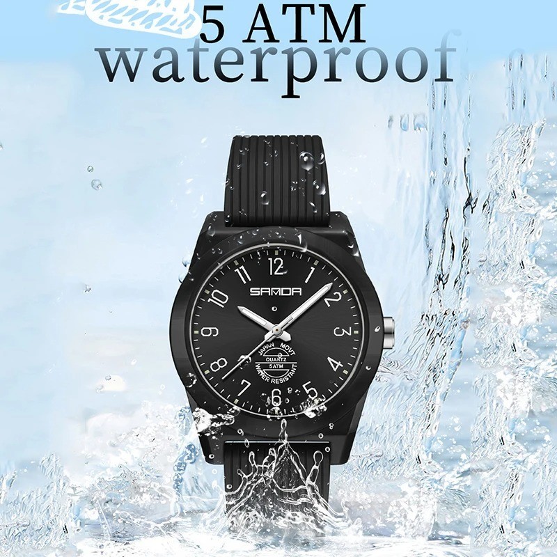 SANDA Women Girls Quartz Watch Silicone Sport Waterproof Luminous Wristwatch