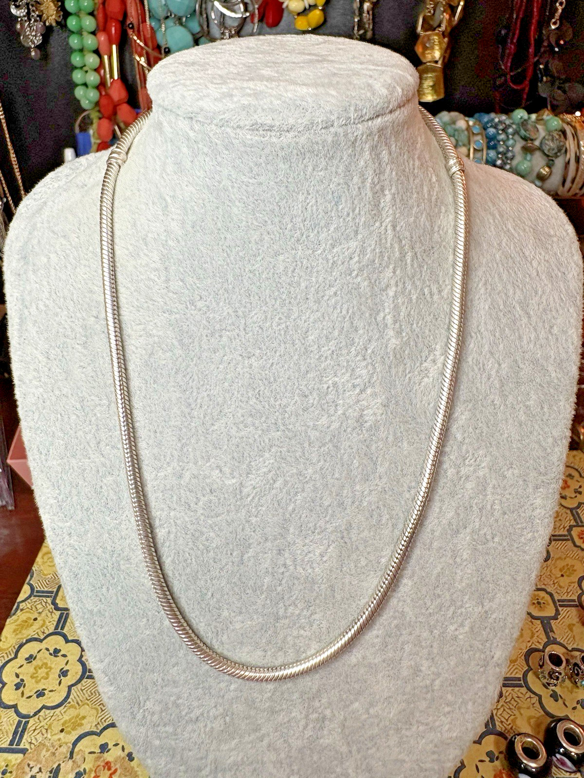 Pandora Moments ALE 925 Sterling Silver Snake Chain Charm Necklace 15 1/2″ 40 cm