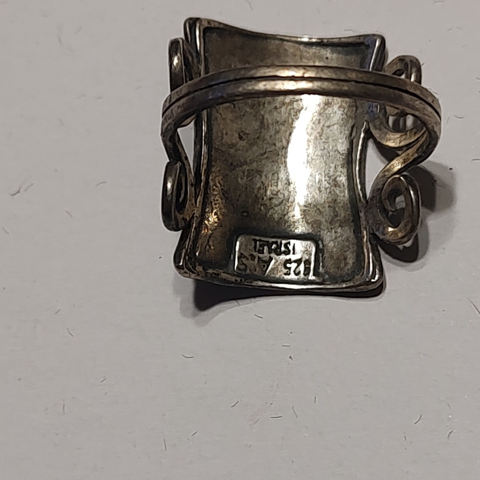 Vintage Sterling Silver 925 Garnet Scroll Cocktail Ring, Size 8 Signed