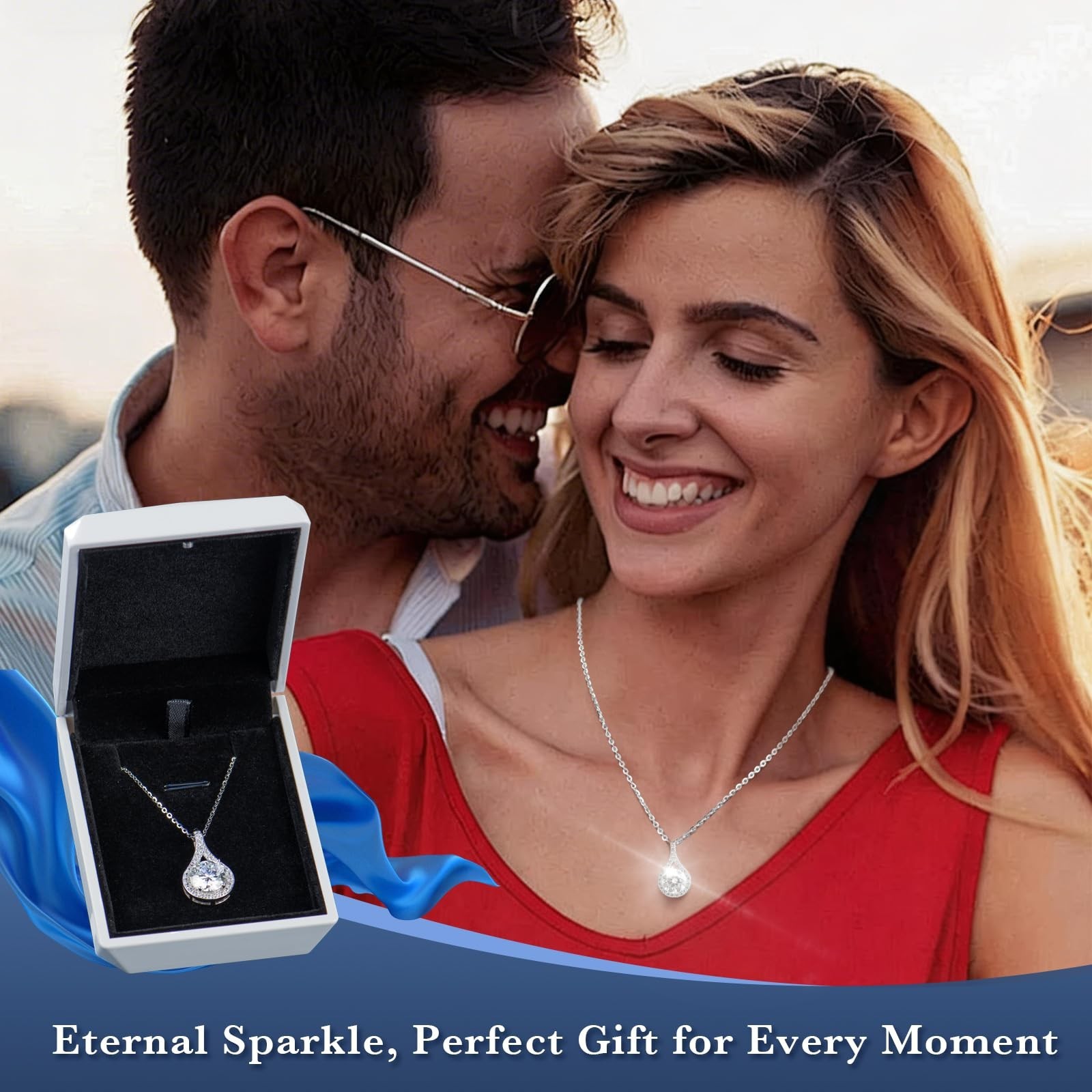 SecreTalk 1-5CT Moissanite Pendant Necklace for Women, Wedding Gift 925 Sterl…