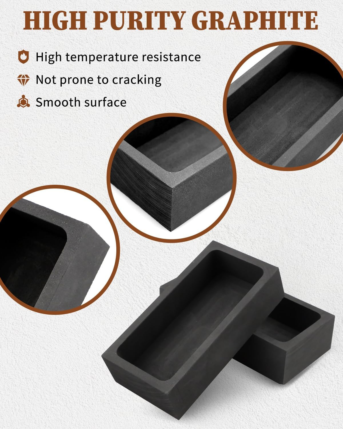 4 Pack 1Kg Graphite Ingot Molds Fit for Melting and Casting Gold Silver Aluminum