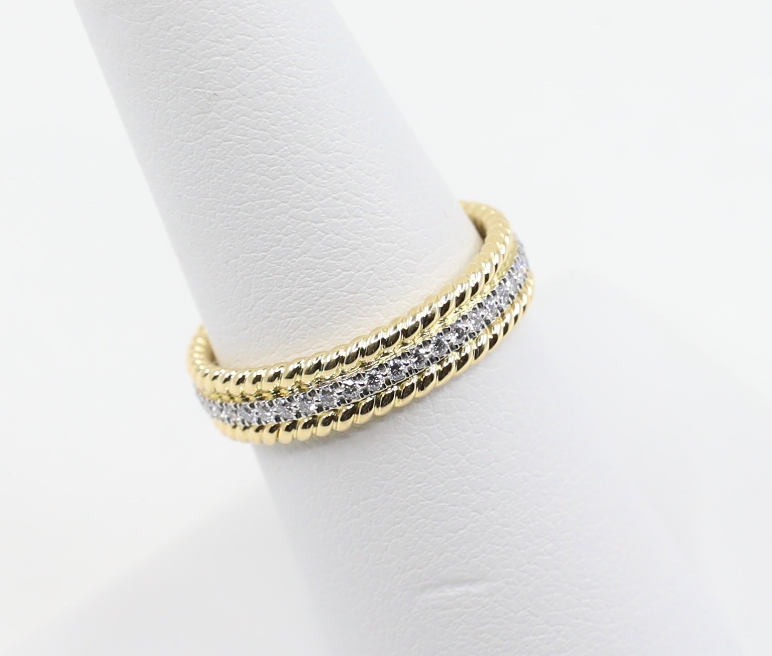 Tiffany & Co. Schlumberger Rope Two-Row Diamond Ring Gold & PT Sz 5 and 6.5