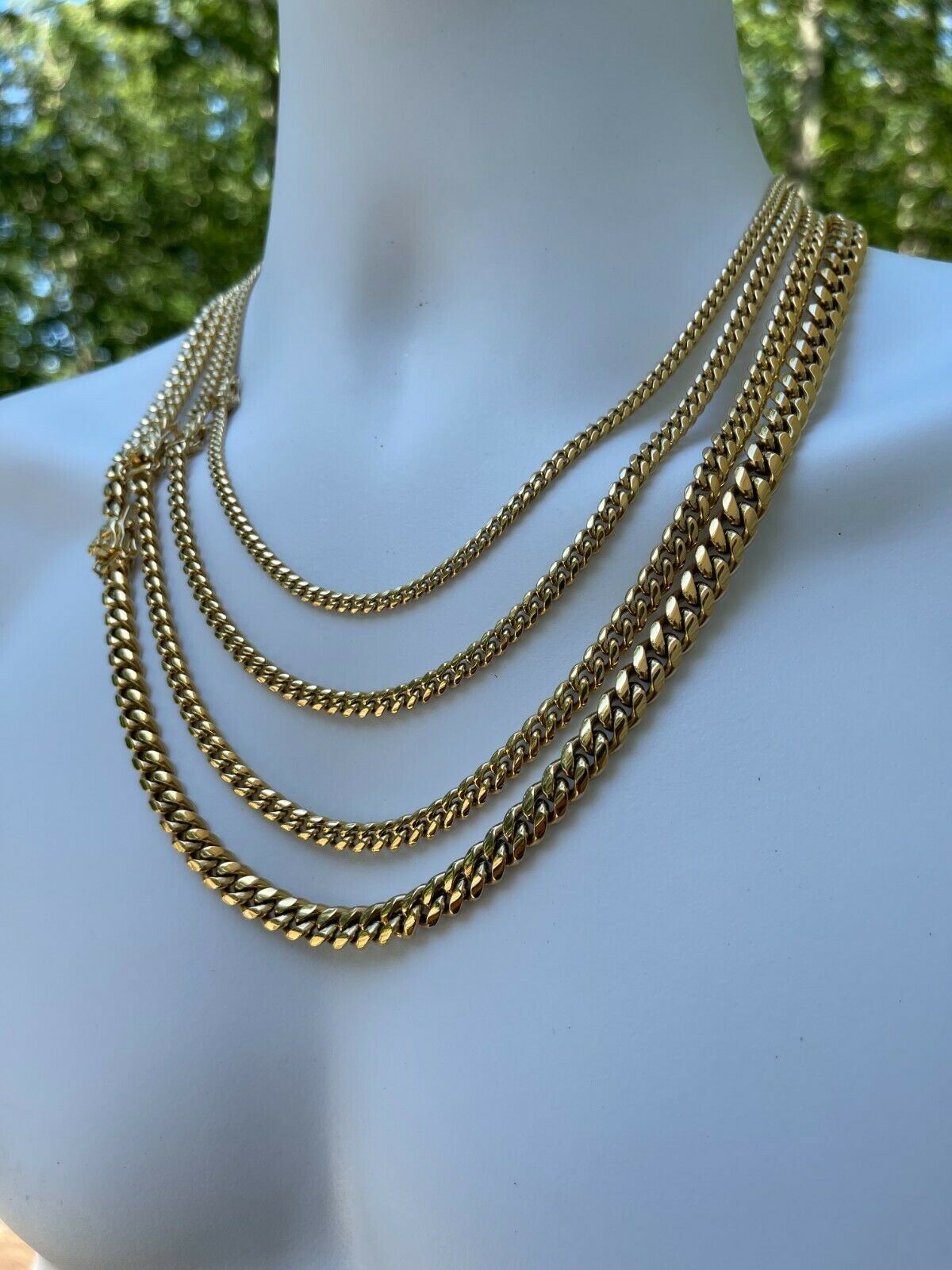Real Miami Cuban Link Chain Necklace / Bracelet 14k Gold Plated Stainless Steel