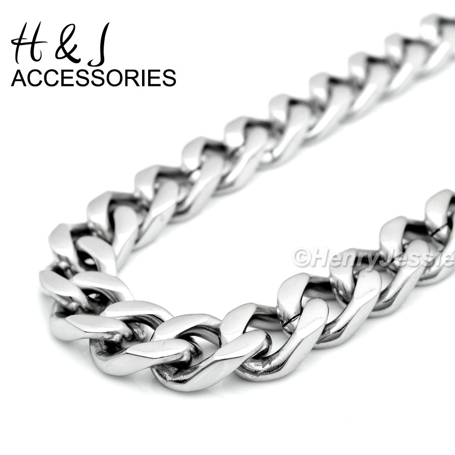 7″-11″MEN 316L Stainless Steel 9mm Silver Cuban Curb Link Chain Bracelet*B140