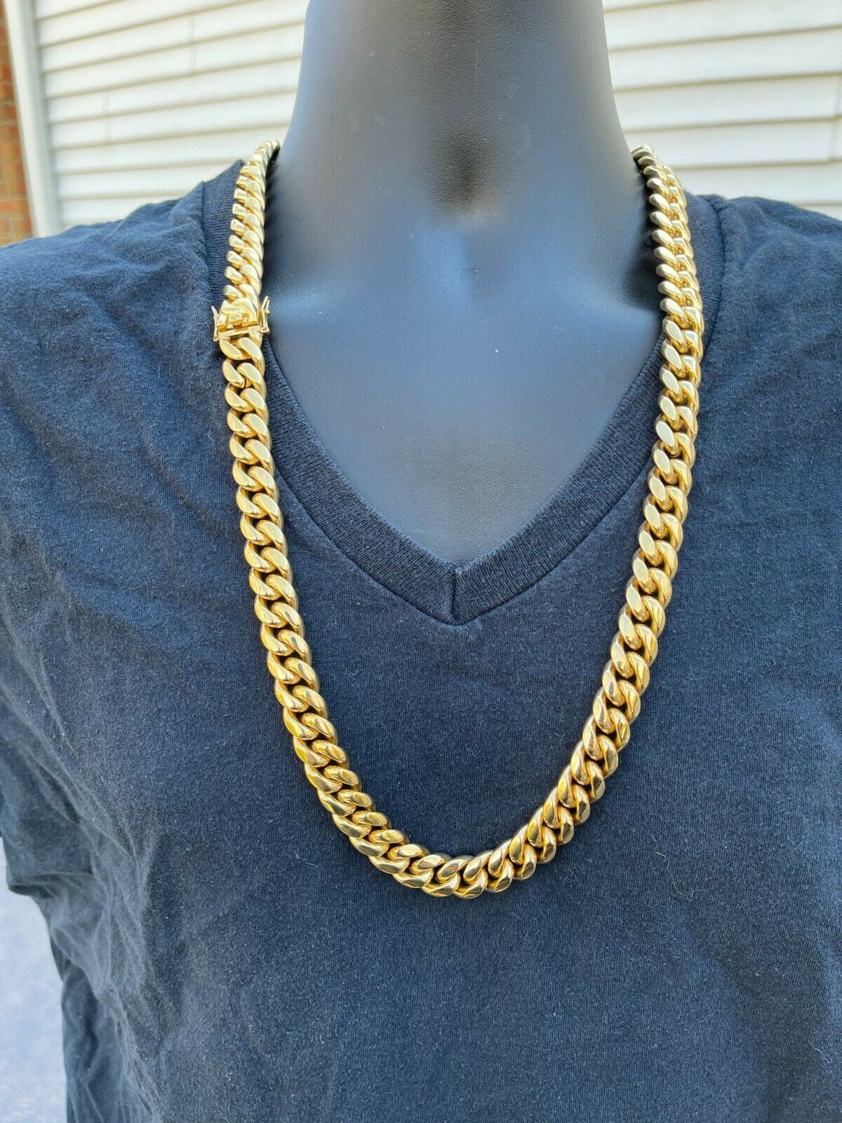 Mens Real Miami Cuban Link Chain 18k Gold Plated Stainless Steel 30″ WHOLESALE