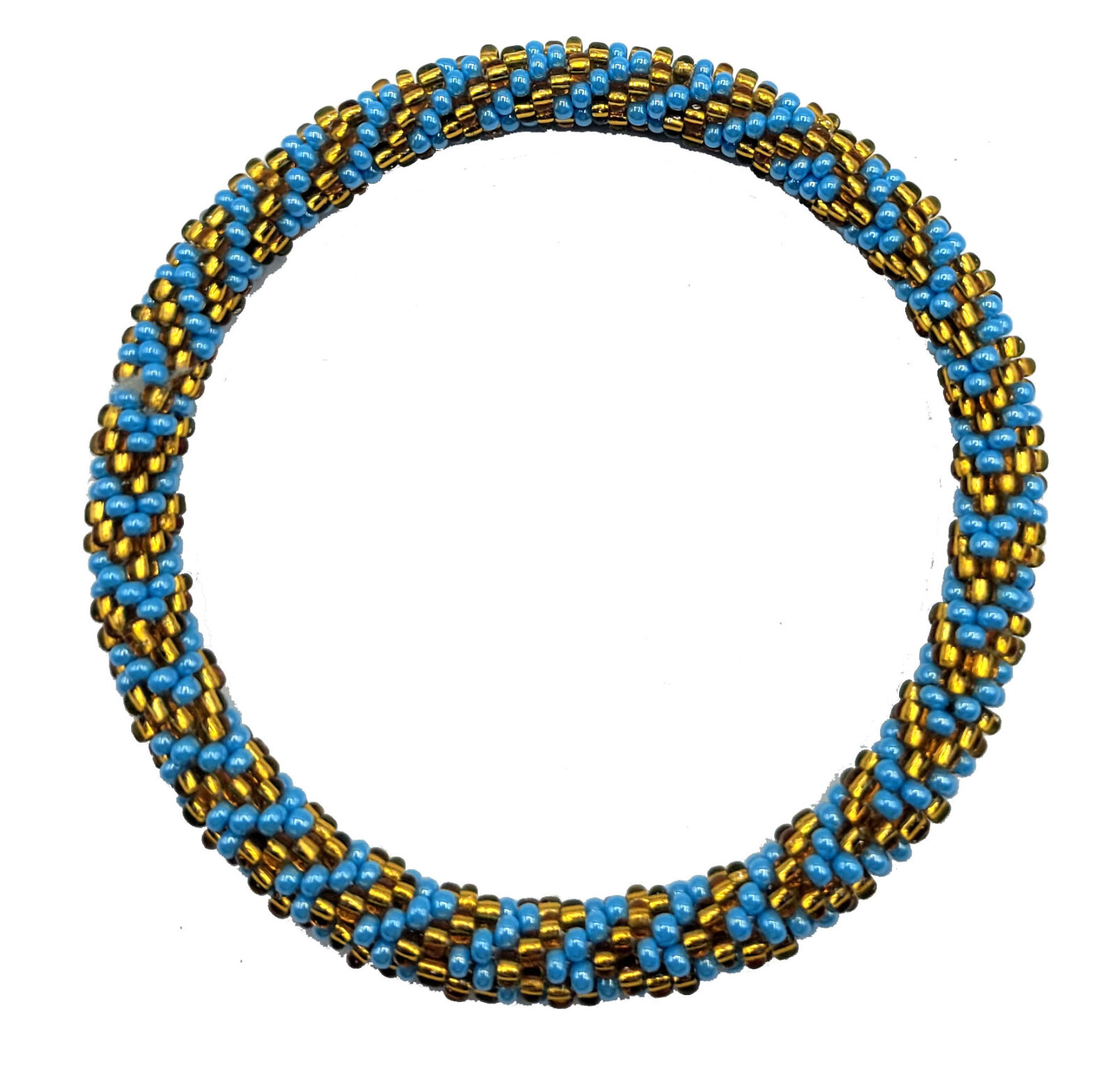 Set of 2 Handmade Beaded Bracelet Nepal Glass Bead Stackable Crochet Bracelets
