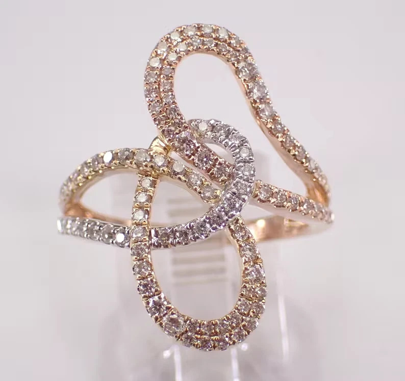 Love Knot Wedding Ring 2.5Ct Round Cut VVS1 Moissanite 14K Three-Tone Gold Plate