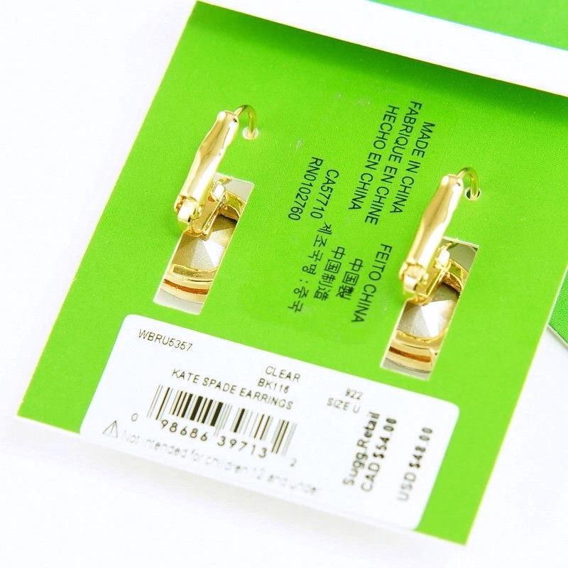 NWT Kate Spade round square leverback earring $48 Crystal Gold
