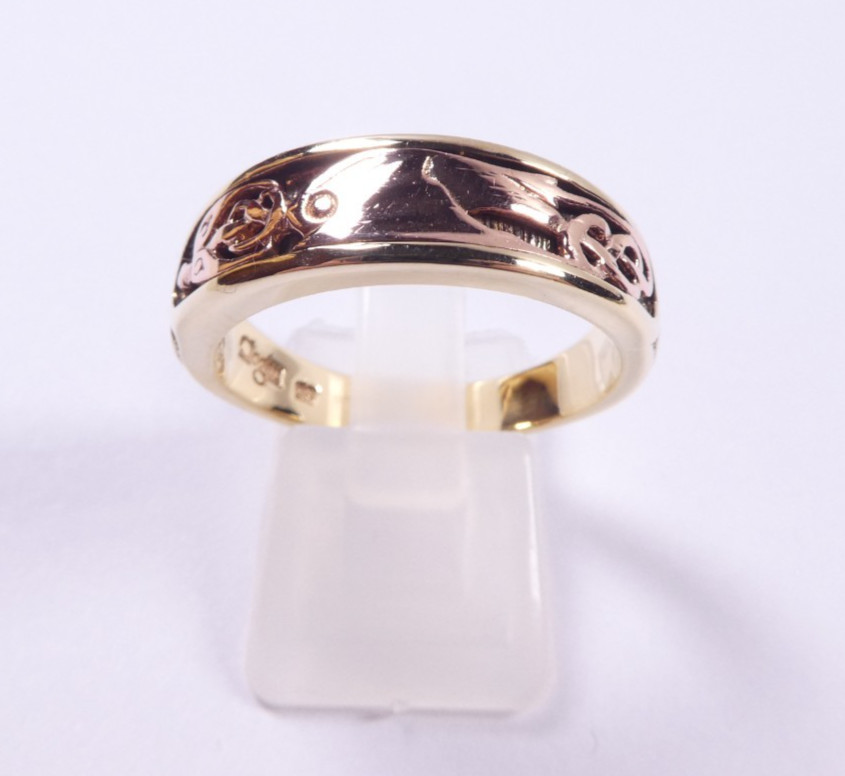 Gold ring 9 carat yellow and rose gold Clogau Welsh gold Size U