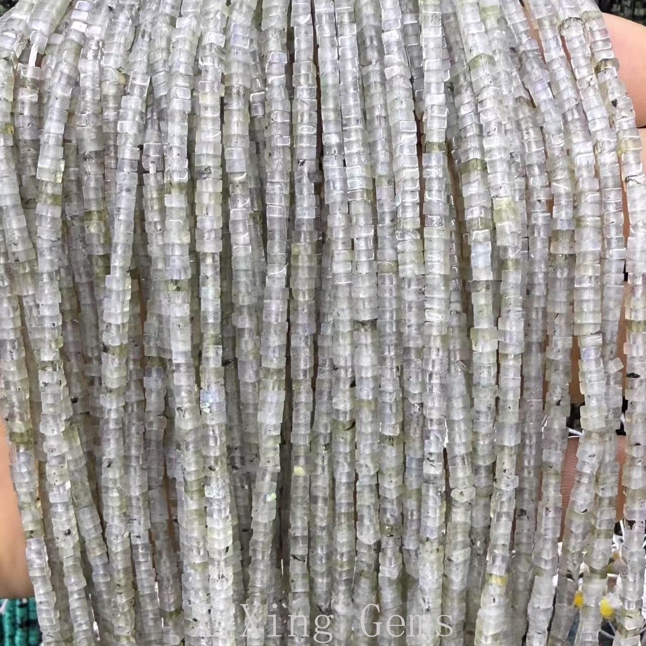 1x2mm Natural Grey Labradorite Larvikite Flat Square Disc Spacer Beads 15 In