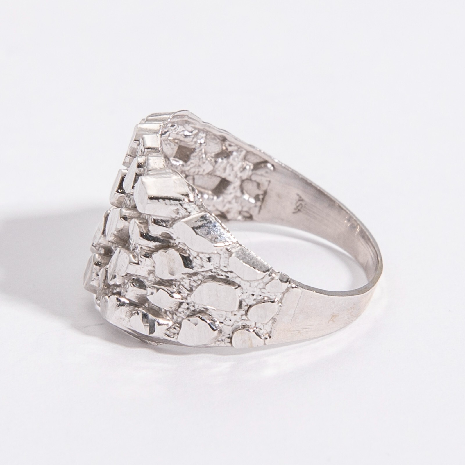 SOLID 10K Gold Large Square Nugget Ring Yellow White Rose Gold