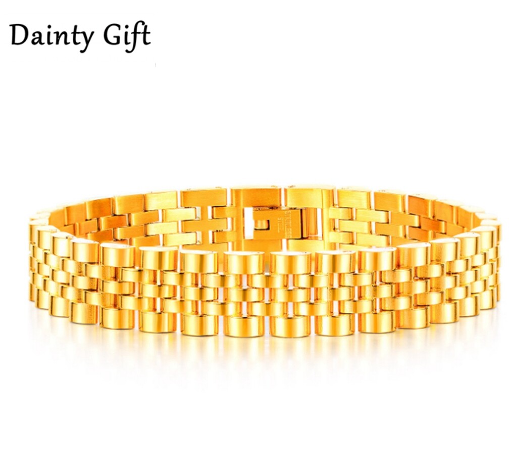 Hip Hop Fashion Men Boy Titanium Stainless Steel Chain Wrist Bracelet Bangle 8″