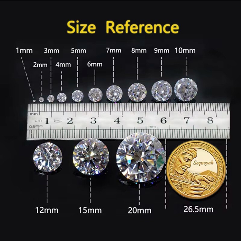 0.1-5ct D Color VVS1 Round Cut Loose Moissanite Real Gem Diamond Stone W/ GRA