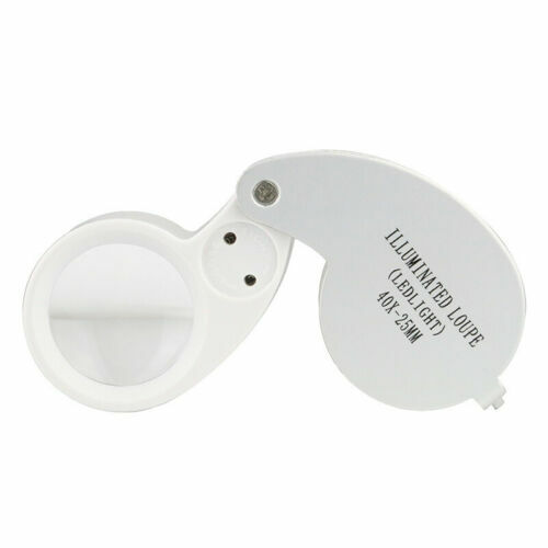40x 25mm Glass LED Light Magnifying Magnifier Jeweler Eye Jewelry Loupe Loop
