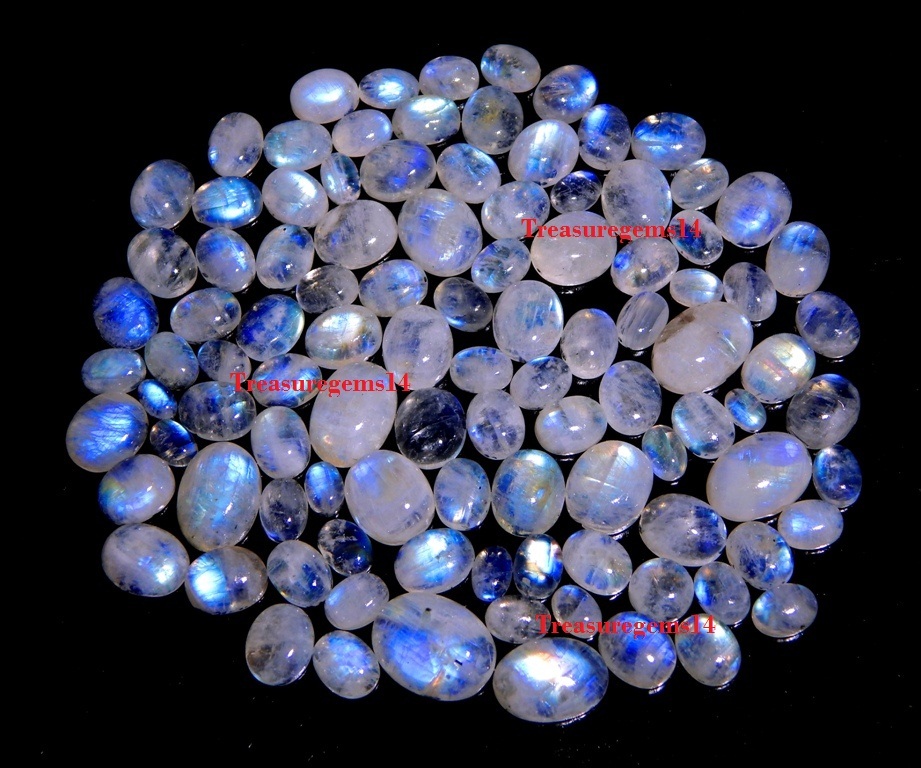 150 Crt WHOLESALE LOT NATURAL BLUE FIRE MOONSTONE CALIBRATED CABOCHON GEMSTONES