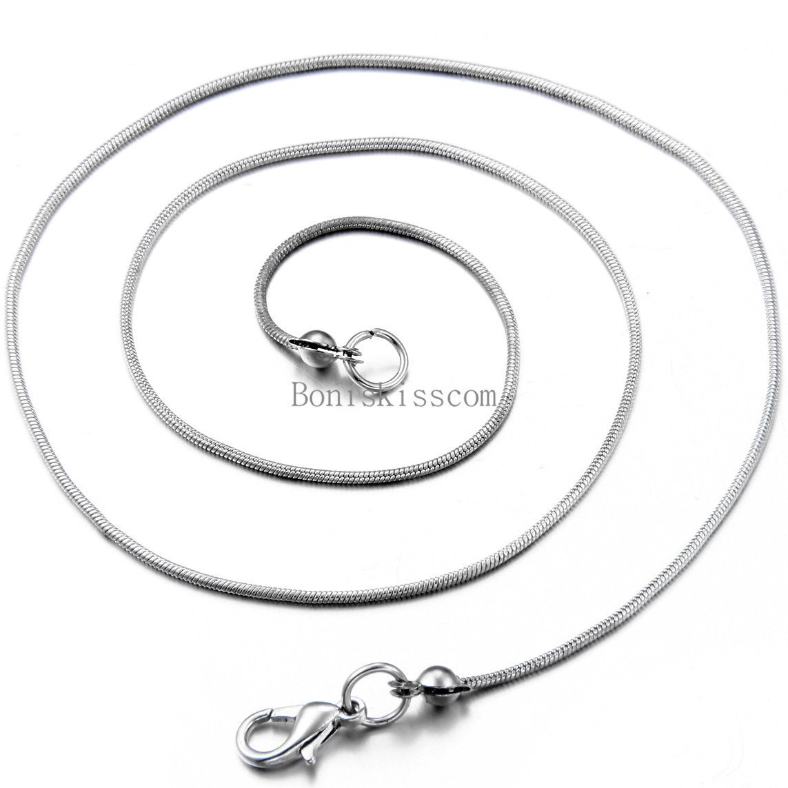 Stainless Steel 1.0mm Thin Round Snake Chain Snake Link Necklace 17 Inch Long